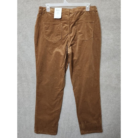 Croft Barrow Corduroy Pants Womens 18 Brown Straight Mid Rise Stretch NEW - Picture 3 of 8